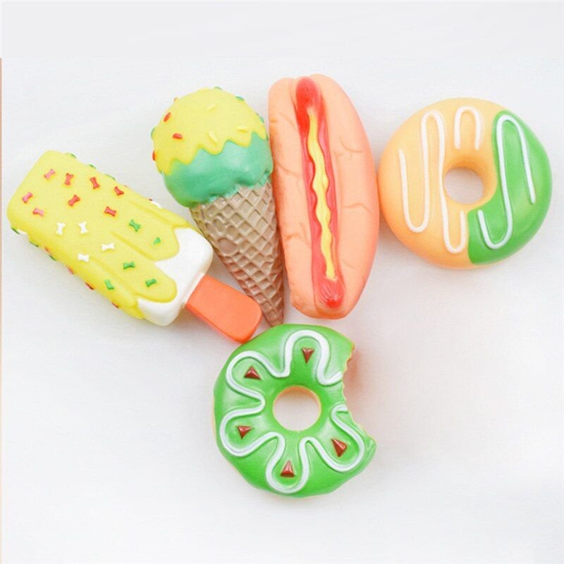 Jouet De Dentition Pour Chien, 5 Pièces, Couineur, Jouet Amusant Et Réaliste, Simulation Sonore, Dessert, Entraînement Du Chiot