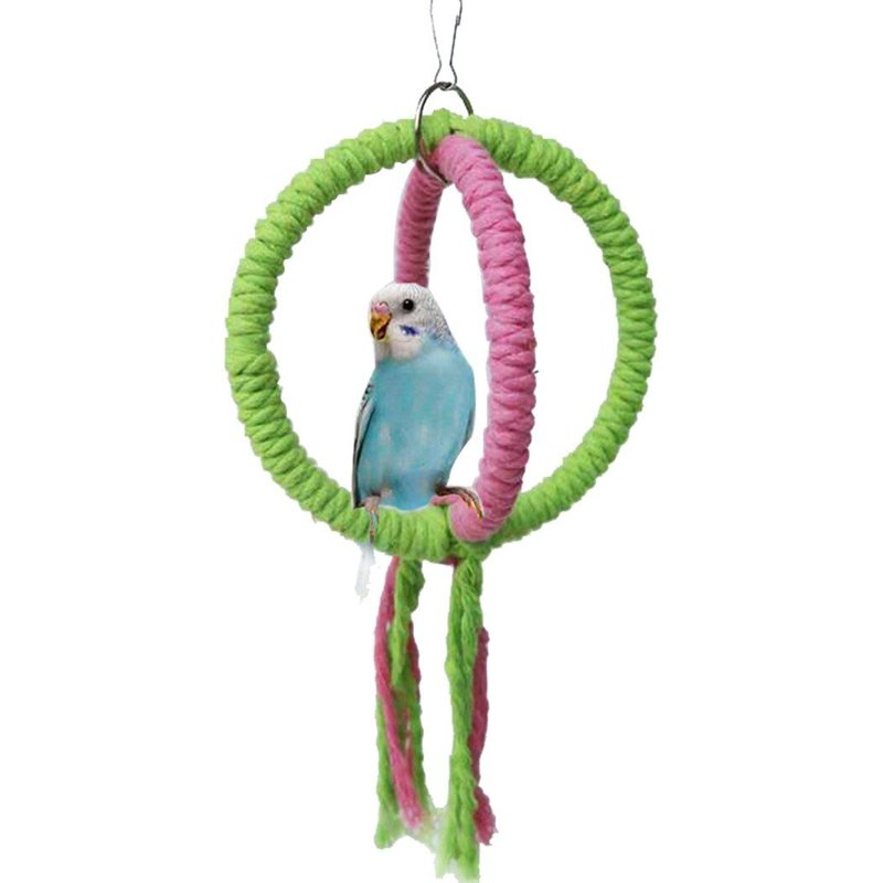 Corde À Oiseaux Suspendue, Résistante Aux Morsures, 2 Anneaux, Coloré, Balançoire, Perroquet, Perche, Jouet Amusant Pour Animaux De Compagnie