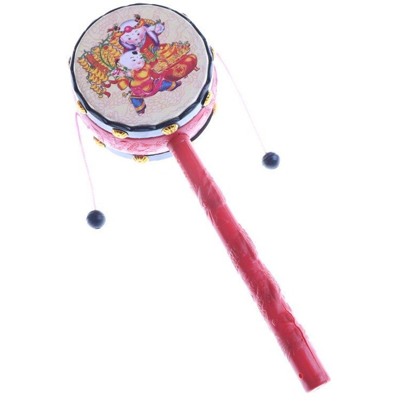 Jouets Traditionnels De Style Chinois, 1 Pièce, Hochet En Plastique, Tambour À Granulés, Dessin Animé, Instrument De Musique, Cadeau Pour Enfants, Haute Qualité