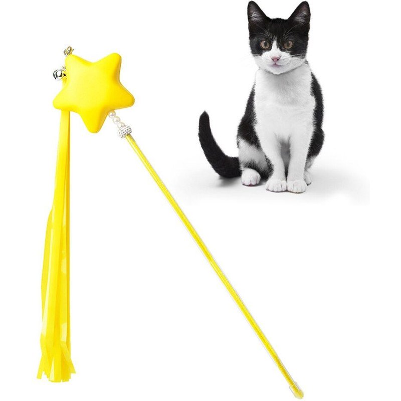 Jouet Créatif Avec Pompon En Forme D'étoile Pour Chat, 1 Pièce, Baguette Interactive En Plastique, Fournitures D'exercice Pour Animaux De Compagnie