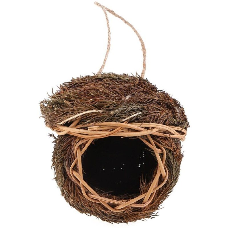 Maison D'oiseau Tissée À La Main, Abri De Nid D'oiseau En Herbe Naturelle, Abri De Petit Oiseau, Cachette D'extérieur, Lieu De Repos Suspendu