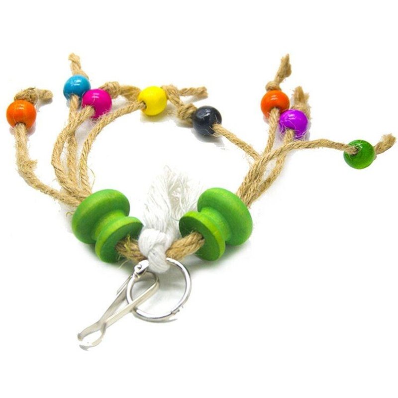 Jouet À Mâcher En Corde Pour Oiseau, Perle Colorée, Cage À Perroquet En Bois Naturel, Jouet Suspendu Pour Perroquet, Jouet De Morsure D'oiseau, Legendog