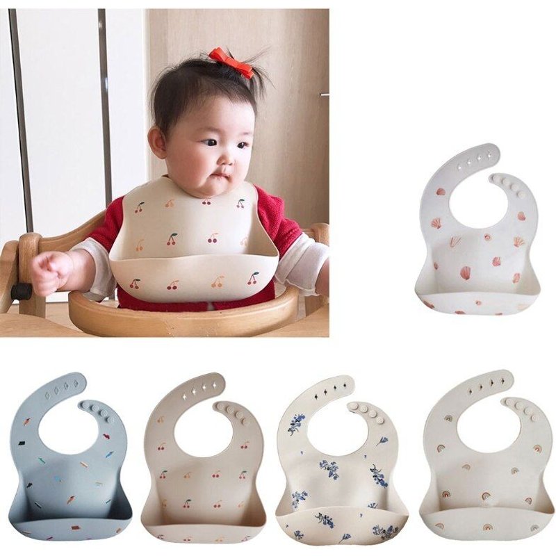 Bavoirs En Silicone Souple Avec Impression De Dessin Animé Pour Bébés, Imperméable, Réglable, Poche À Enrouler Pour Nourrissons, Garçons