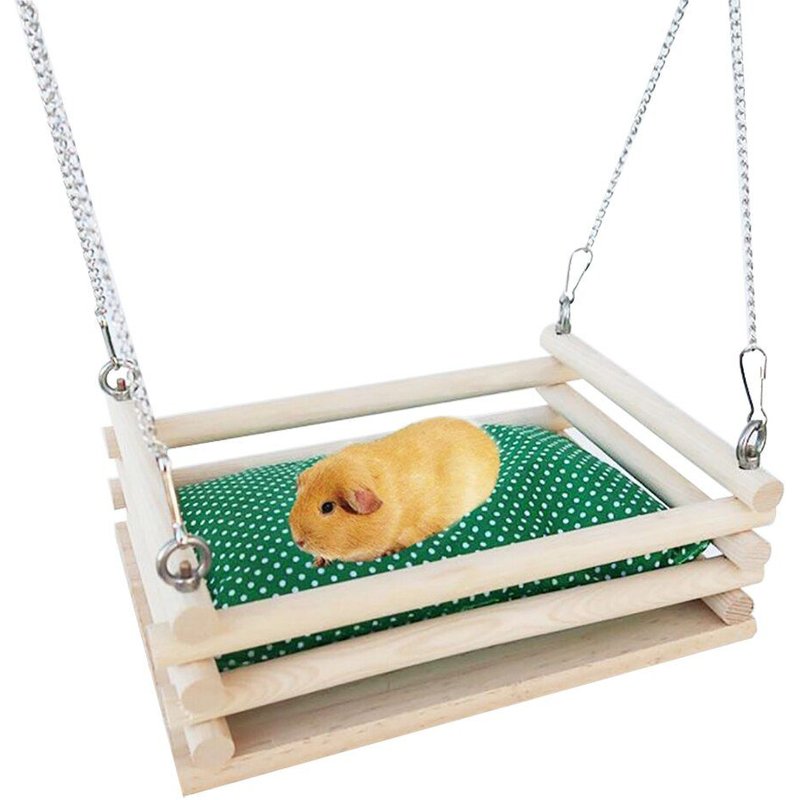 Hamac en bois pour animaux domestiques, lit-balançoire chaud avec tapis, souris, furets, cochon d'inde, fournitures