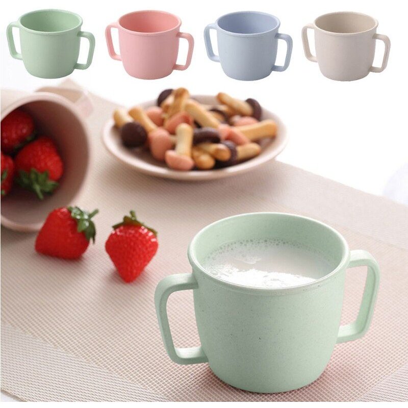 Paille De Blé Écologique Pour Bébé, Gobelet D'eau Pour Petit Déjeuner, À Double Poignée, Pour Boisson Au Lait Écologique