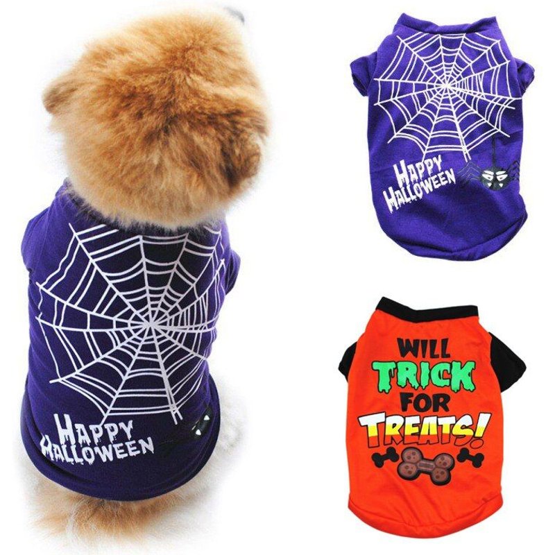 T-Shirt Sans Manches Pour Chien, VĂȘtement D'halloween, Respirant, Motif De Toile D'araignĂ©e, Chien, Chat