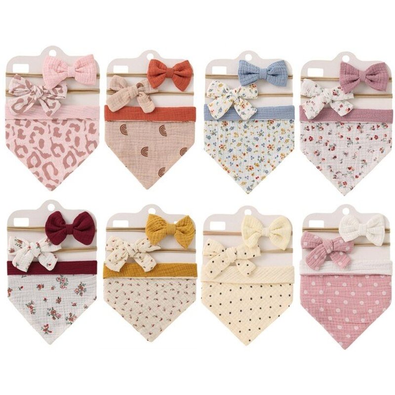 Ensemble Bavoir Et Bandeau En Coton Pour Bébé, Unisexe, Taille Unique, Boutons Réglables, Pour Nourrisson, Garçon Et Fille
