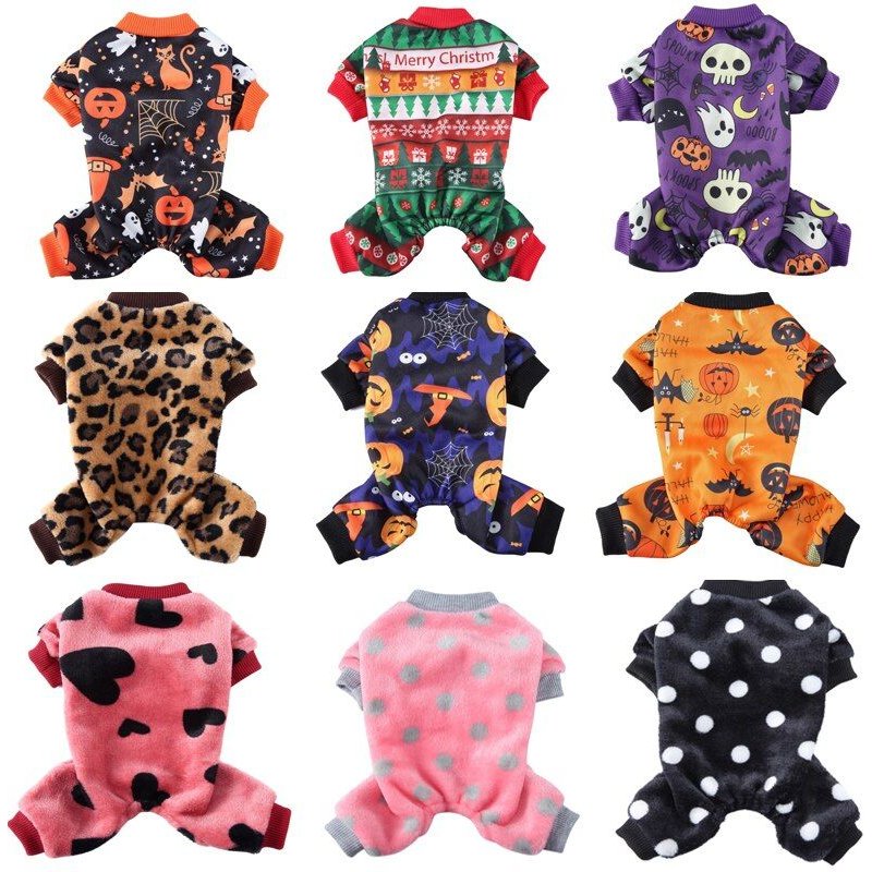 Pyjamas Chauds Pour Chiens, Vêtements D'hiver, Combinaisons À Pois Imprimés, Manteau Pour Petits Chiens, Chiot, Chat, Chihuahua, Poméranien, Chemise De Nuit