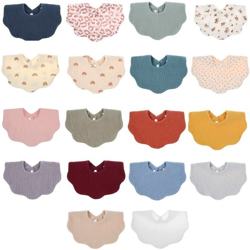 Bavoir D'alimentation En Forme De Vague Pour Bébé, Écharpe Imprimée En Pur Coton Doux Absorbant, Serviette De Salive Respirante Pour Bébé