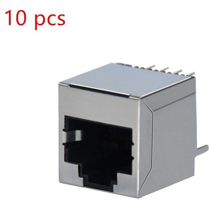 Connecteur femelle 10 pièces/ensemble 8 broches pour montage PCB, interface réseau RJ45, Ethernet, insertion directe à 180 degrés