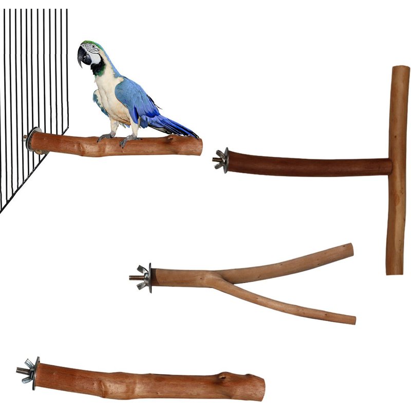 Perche À Oiseaux En Bois, 3 Pièces, Support À Branches Fourchues, Meulage Des Pattes, Canne À Pied D'escalade, Cage À Mâcher, Accessoires Pour Petits