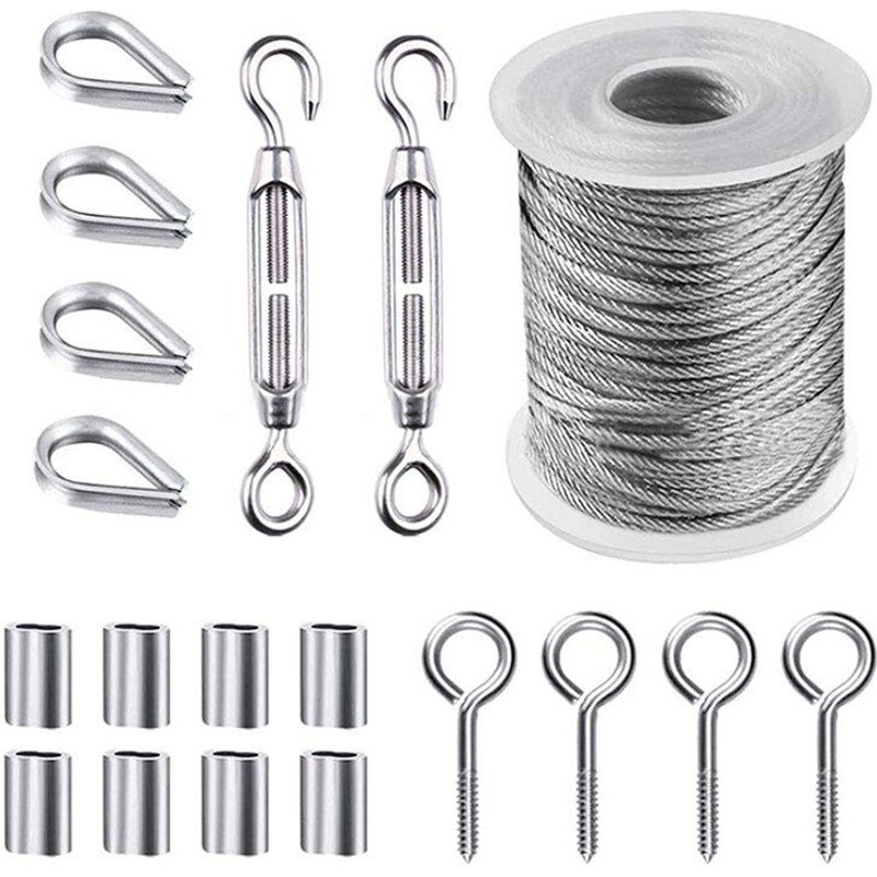 Kit de câbles de jardin, 19 pièces, tendeur de fil, crépine, sangles d'oeil de fil, Kit de rouleau de clôture de fil