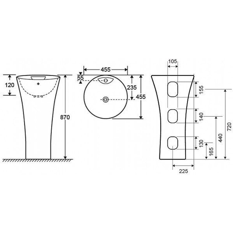 Lavabo Totem Vendome 87x45,5x45,5 Cm En Céramique
