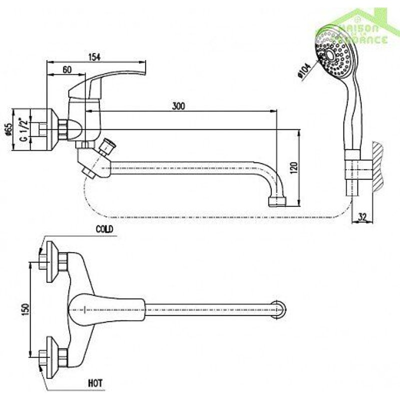 Mitigeur Baignoire Mural Mississipi En Chrome Avec Long Bec
