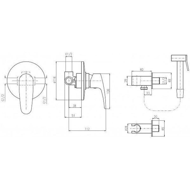 Mitigeur De Douche Encastrable Avec Douchette Avec ArrĂȘt Amur En Chrome