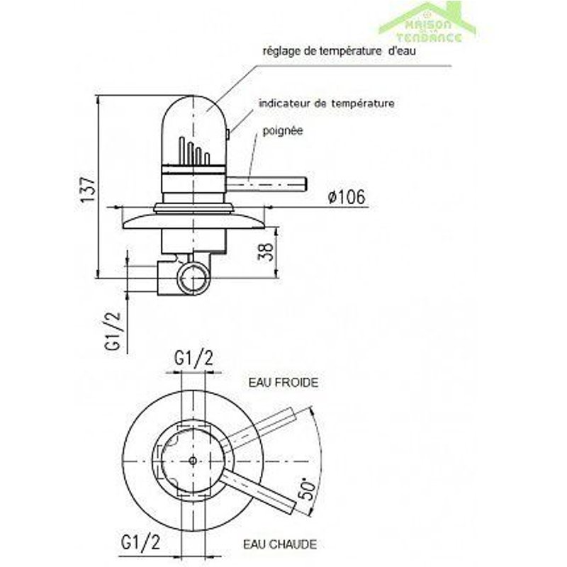 Mitigeur Douche Encastrable Thermostatique En Chrome
