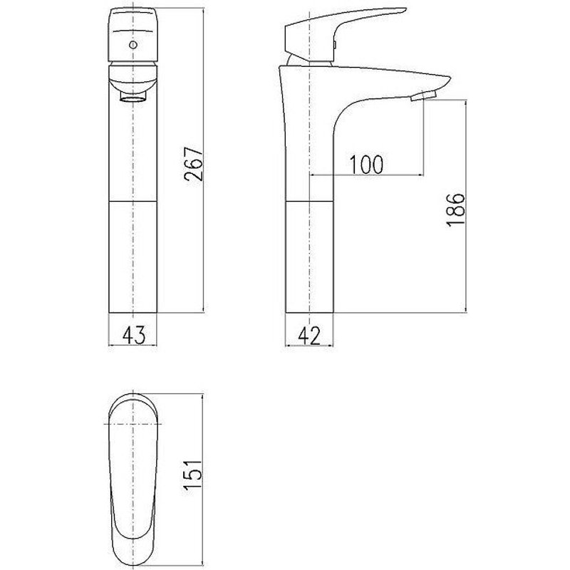 Mitigeur Haut Lavabo Amur 26,5 Cm En Chrome
