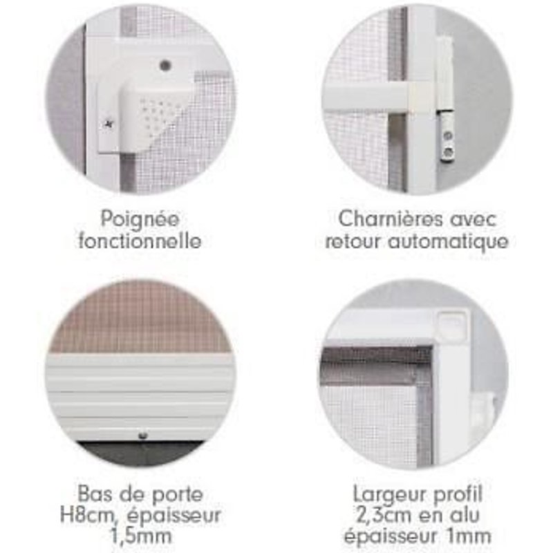 Moustiquaire Porte Battante L100 Cm X H220 Cm - Aluminium Blanc