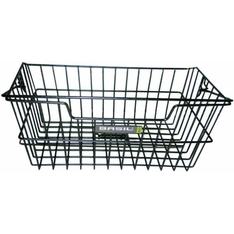 Panier Vélo Basil Cairo en acier noir pour porte bagage, fixation par