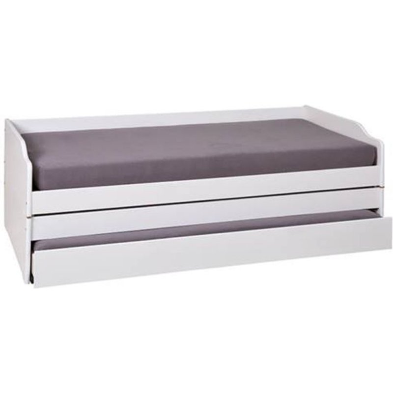 Lit Banquette Enfant Bois "Axel" 90x200cm Blanc