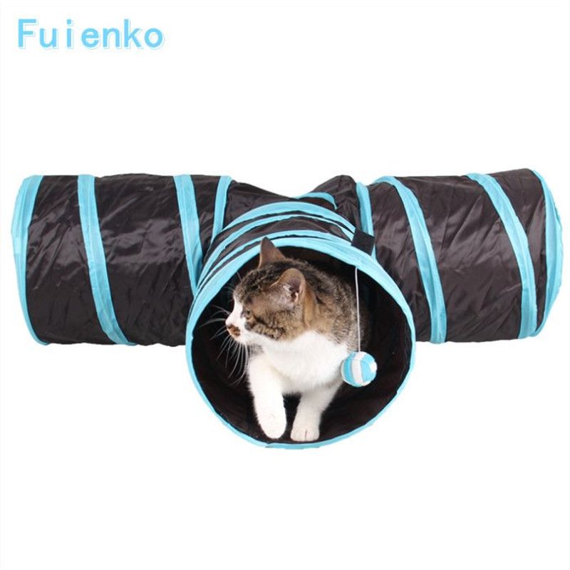 Tunnel Pliant Animal Pour Chat En Noir 80*30*25cm Bleu Et Noir Fuienko