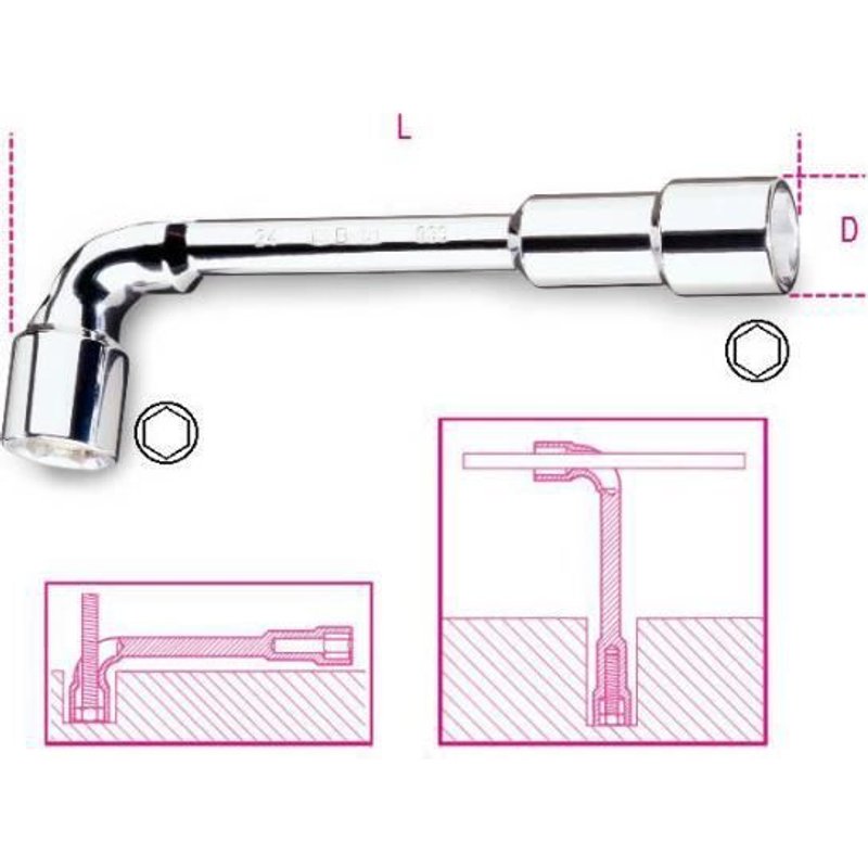 Clé à pipe débouchée Beta 7mm chromée polie