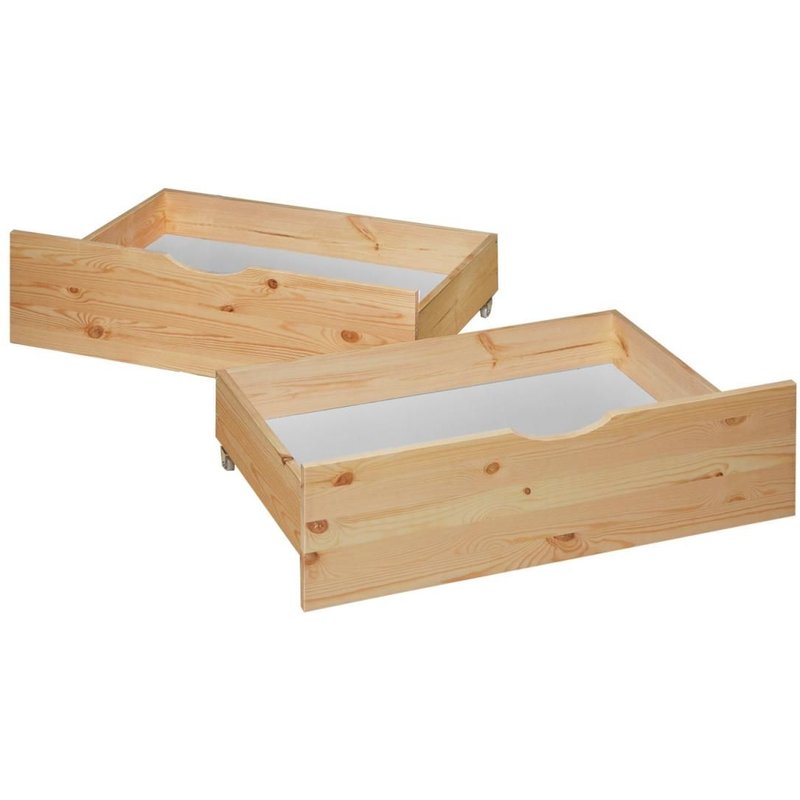2 Tiroirs De Rangement En Bois Roulettes Pour Lit Gigogne