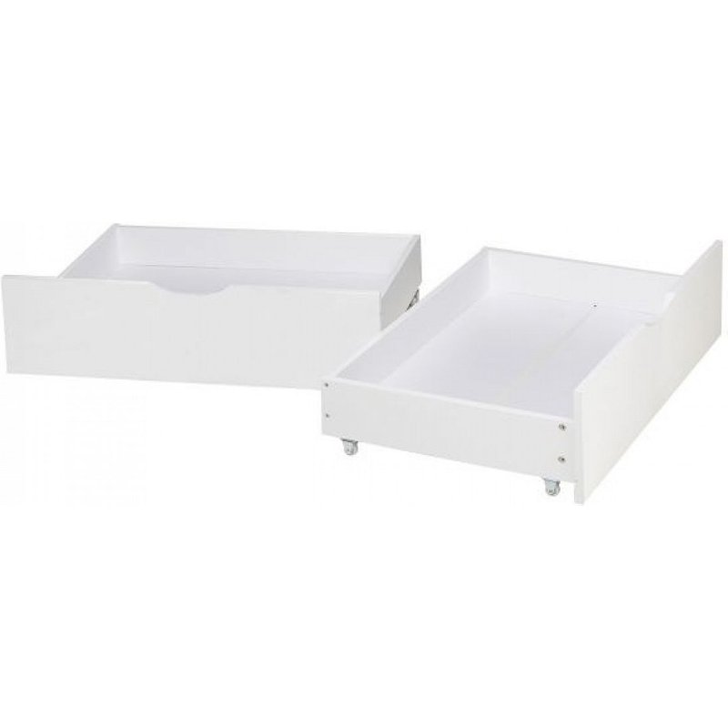2 Tiroirs De Rangement Blanc Roulettes Pour Lit Gigogne