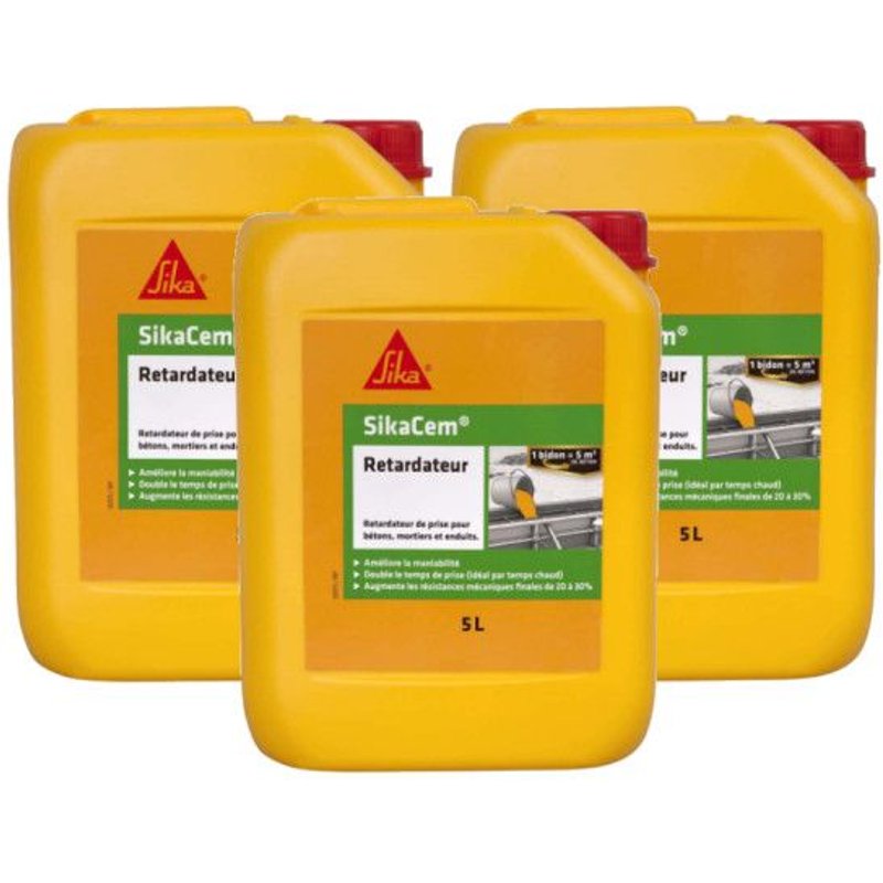 Lot de 3 retardateurs de prise pour bétons SIKA SikaCem Retardateur - 5L