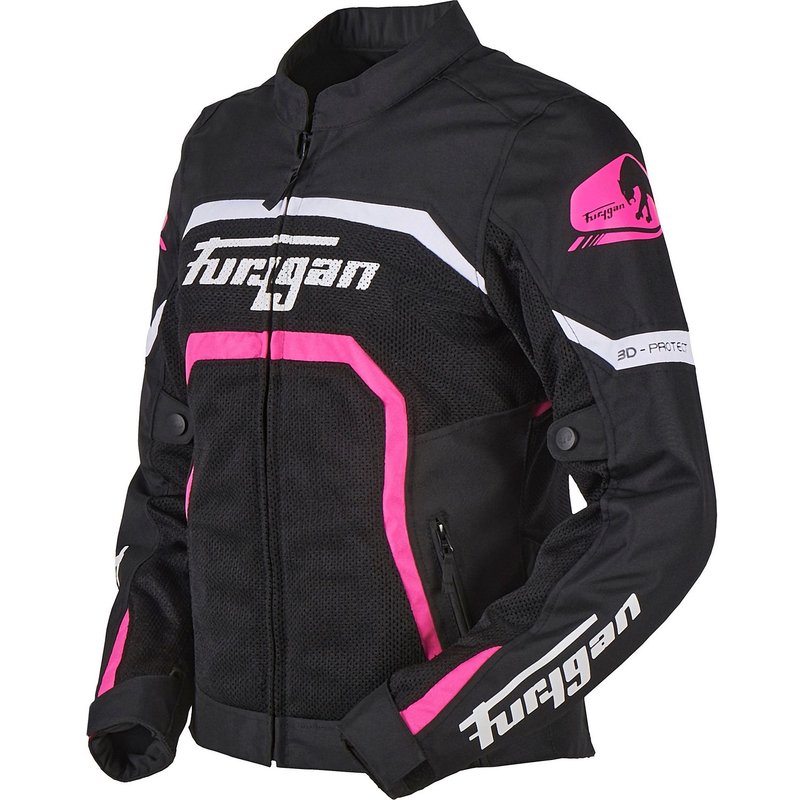 Blouson textile femme Furygan Mystic Evo Vented noir/blanc/rose- L