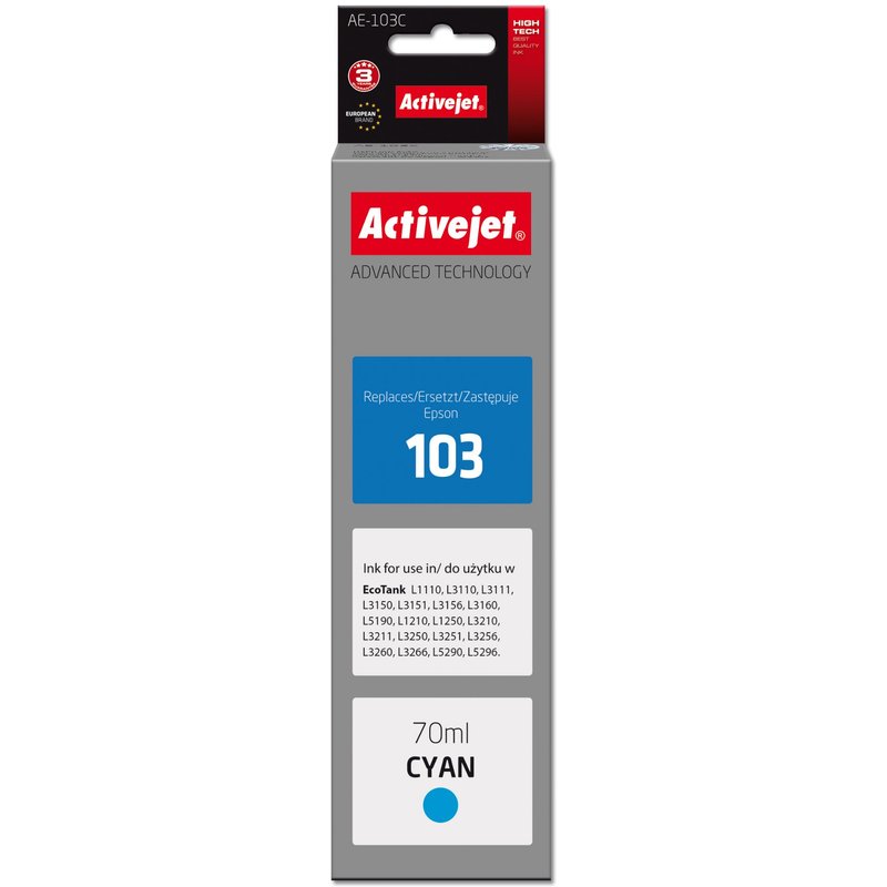Activejet Encre Ae-103c (remplacement Epson 103 C13t00s24a Suprême 70