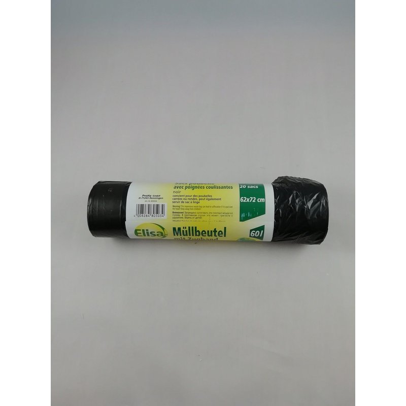 100x Sac Poubelle Noir 60 L (Soit + De 50 Litres) 62 X 72 Cm Cordon De Serrage