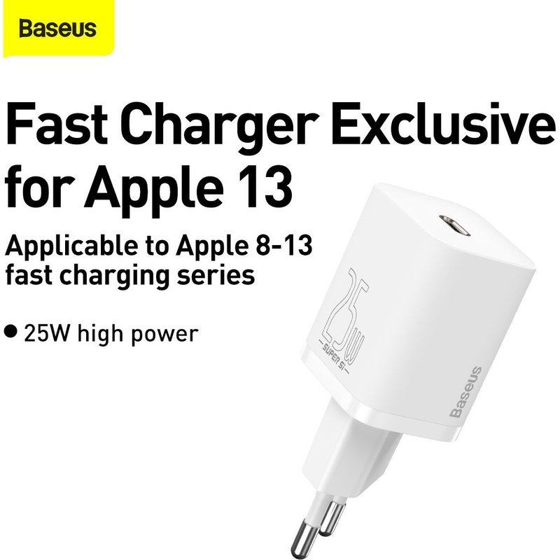 Baseus Travel Charger Set Super Si 1c Qc (with Mini White Cable Type-
