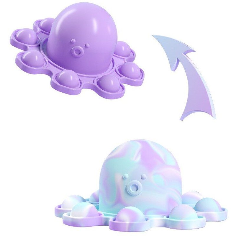 Porte-Clés Anti-Stress Pour Autisme, Fossette Simple, Double Face Réversible, À Rabat, Pieuvre, Pop Press, Jouet Fidget