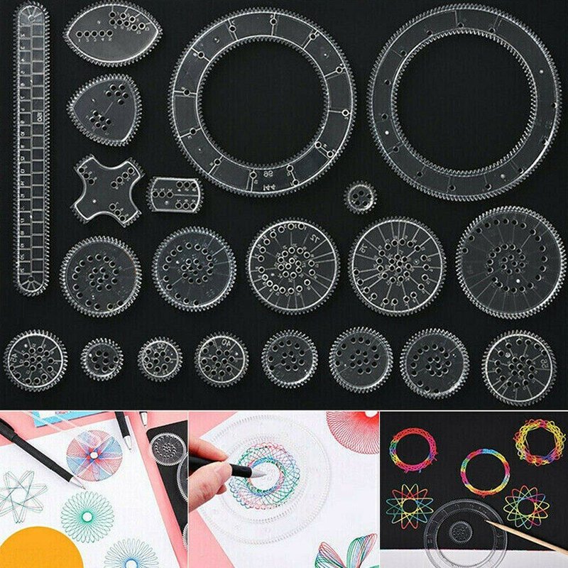 10/22pcs Spirograph Dessin Jouets Ensemble De Verrouillage Engrenages Roues Règle Géométrique Dessin Accessoires Éducatifs Créatifs Kidstoy