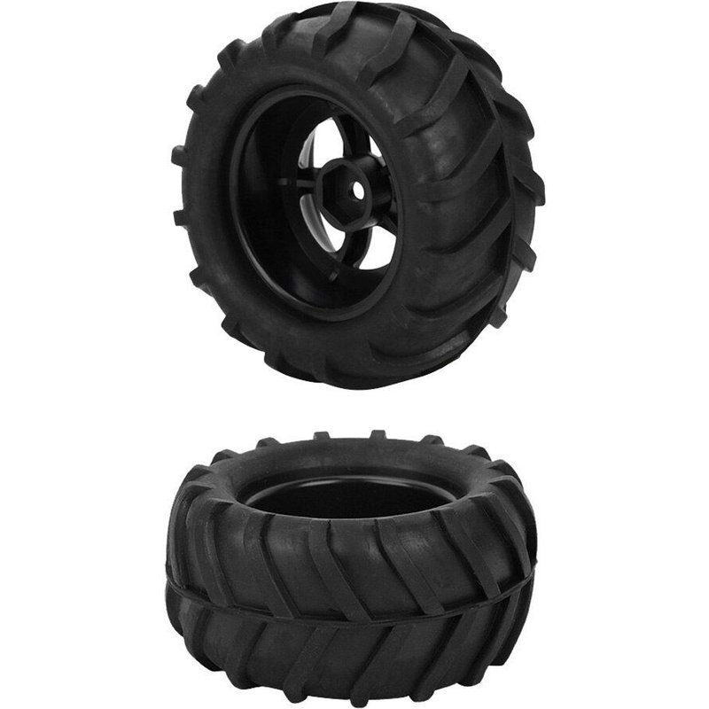 1 Paire De Pneus De Voiture Rc À 5 Trous, 82mm, Pièces De Modèle, Pneus Pour Voiture 1/16 Track Rc 4wd, Grande Voiture D'escalade (Noir)