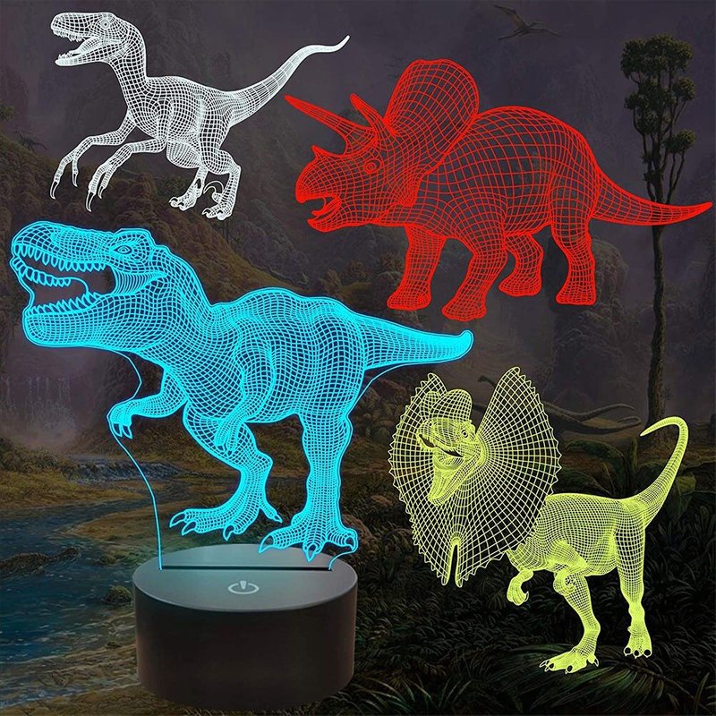 Lampe 3d Ă L'effigie Des Dinosaures, Veilleuse Led Avec TĂ©lĂ©commande Tactile, 7 Couleurs, Luminaire DĂ©coratif D'intĂ©rieur, IdĂ©al Pour Une FĂȘte De NoĂ«l