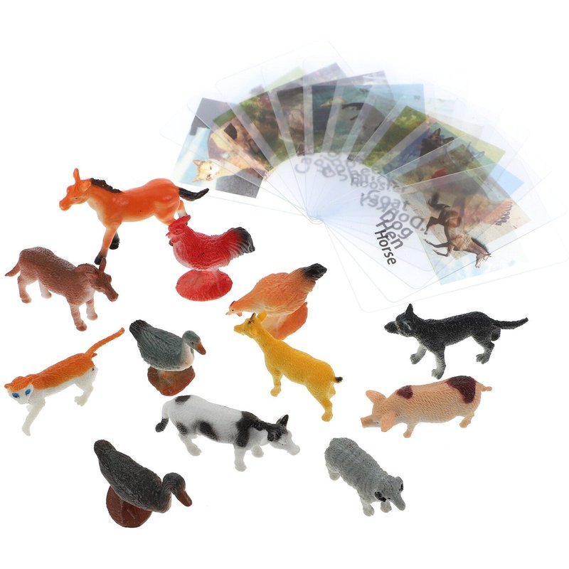 1 Set D'apprentissage Mots Cartes Animaux Éducation Précoce Modèle Animal Match Cartes