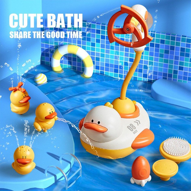 Jouets De Bain En Forme De Canard À Jet D'eau Rotatif Pour Enfants, Jouets De Douche À Eau Durables Avec Ventouse, Jeu D'interaction Parent-Enfant