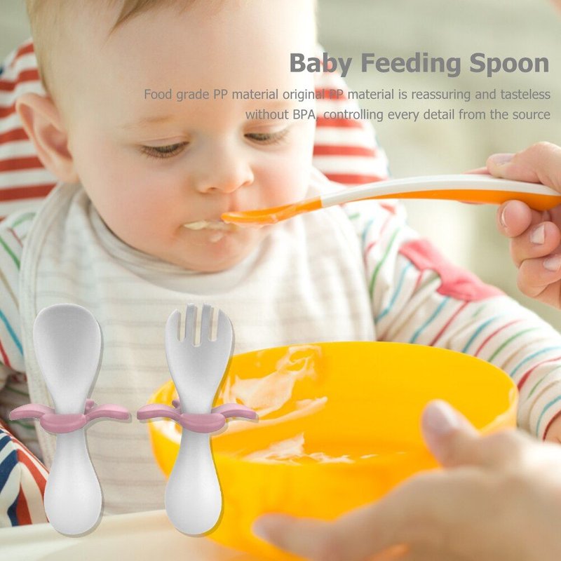 Mini Fourchette Cuillère En Silicone De Qualité Alimentaire Pour Bébé, Ensemble D'ustensiles Imprimés D'animaux, Cuillère D'alimentation Apprendre À Manger, Vaisselle Pour Enfants 2 Pièces/Ensemble
