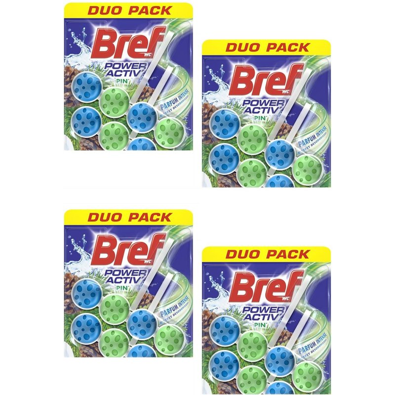 Bref Lot de 4 Duos pack 2 Blocs WC 50g Power Activ' Pin – Nettoyant Détartrant WC