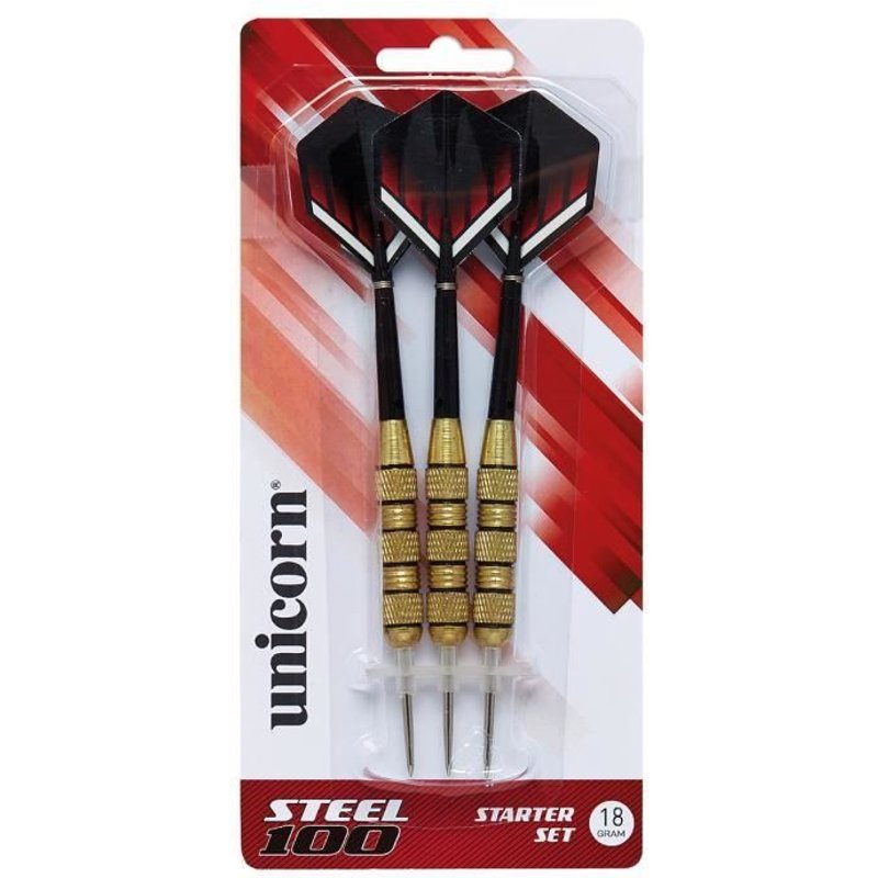 Unicorn fléchettes acier/aluminium noir/rouge 3 pièces