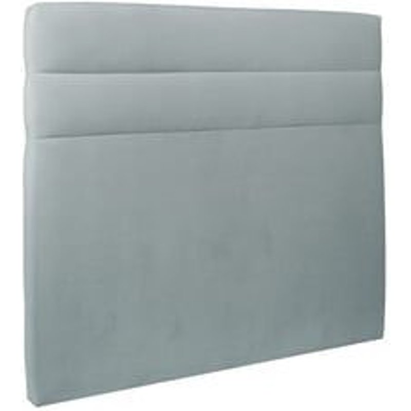 Tete De Lit Lignes Velours Gris Bleute L 135 Cm - Ep 10 Cm Rembourre