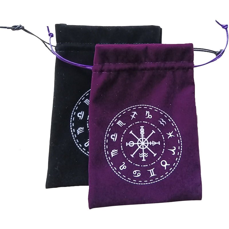 Sac De Rangement De Tarot En Velours Épais 13x18cm, Sac De Rangement De Cartes De Protection Avec Symboles 12 Constellations, Sac À Cordon Brodé