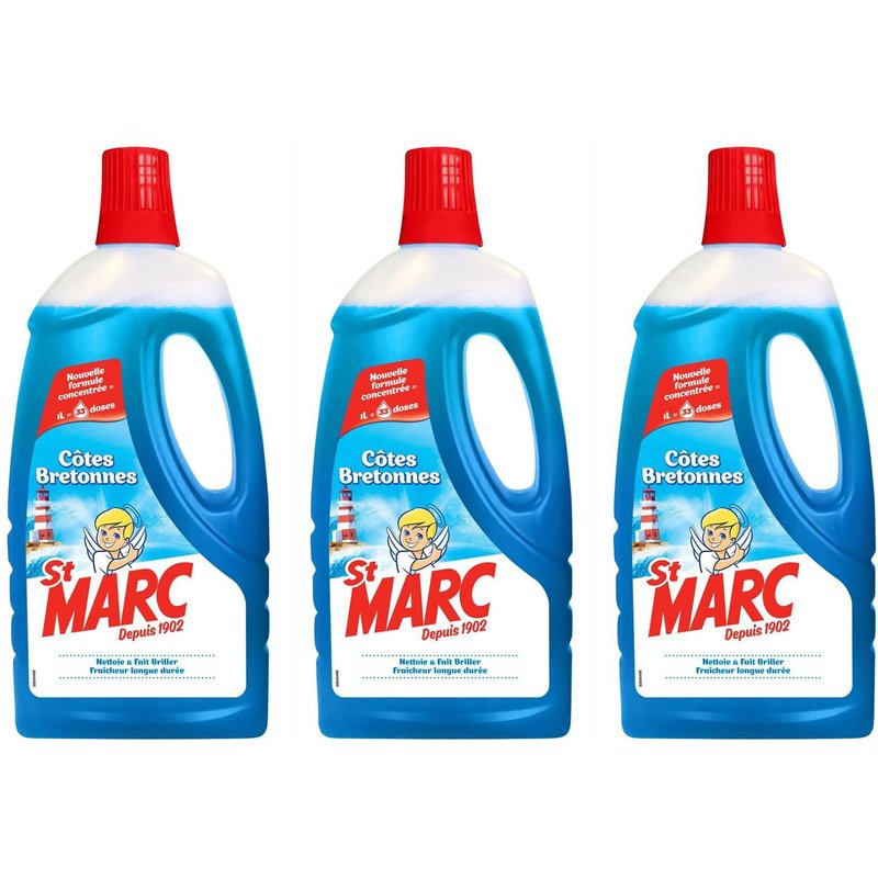 ST MARC Lot de 3 Liquides Multi-Usages Côtes Bretonnes - Nouvelle formule concentrée 1L