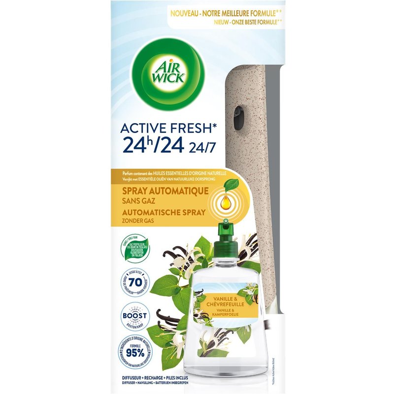 AIR WICK Desodorisant Maison Diffuseur Freshmatic + 1 Recharge Parfum Vanille & Ch¿vrefeuille sans gaz