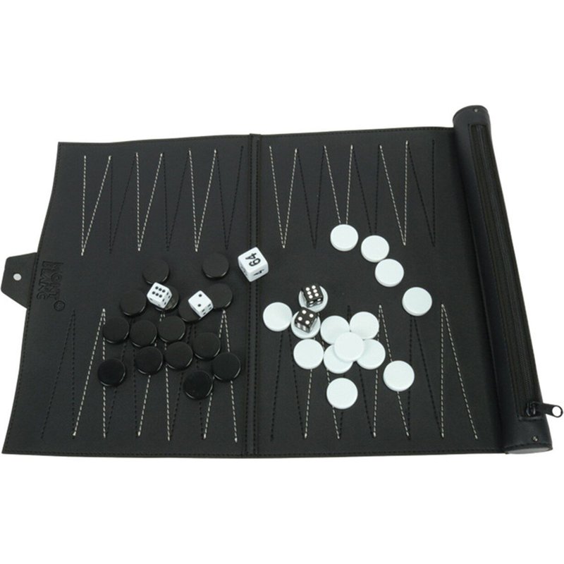Jeu De Voyage Portable De Backgammon, Ensemble D'?chiquier Pliable En Cuir Pu, Jeu ?ducatif Pour Enfants 37x25cm
