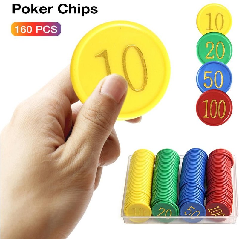 Lot De 160 Pièces De Jetons De Poker Texas, En Plastique, Pour Jouer Au Poker, Avec Comptage De Jetons, Accessoires De Divertissement, Fournitures De Jeux