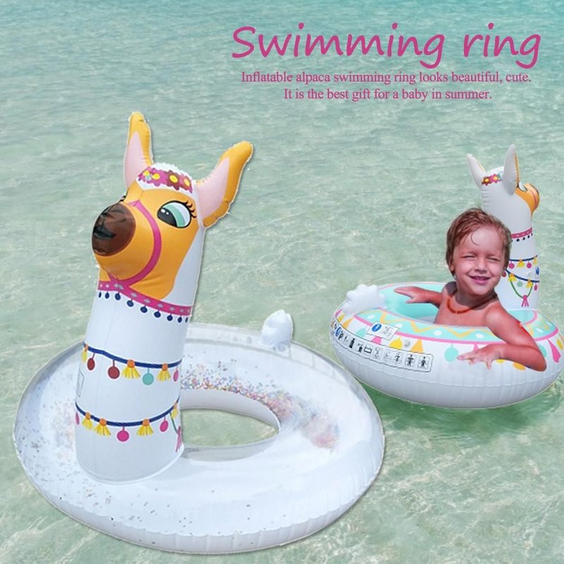 Anneau De Natation Gonflable En Alpaga Pour Bébé, Jouet De Piscine D'été, Mignon, Dessin Animé