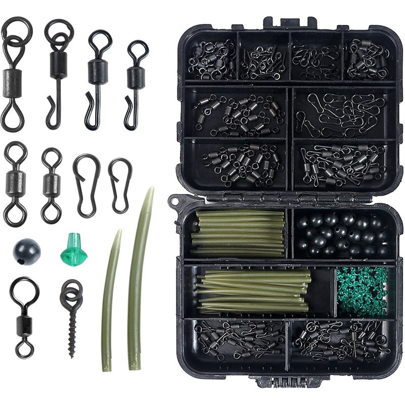Jeu De Matériel De Pêche À La Carpe, Assortiment De Pivots À Roulement, Crochets À Clips Pivotants, Bouchons À Manches, Accessoires De Perles D'arrêt, 300 Pièces